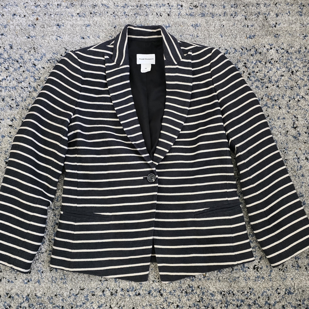 Club Monaco Blue and Cream Blazer Structured Notched Lapel